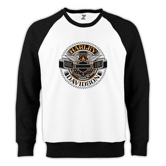 Harley Davidson MotorClothes Reglan Kol Beyaz Sweatshirt - Zepplingiyim