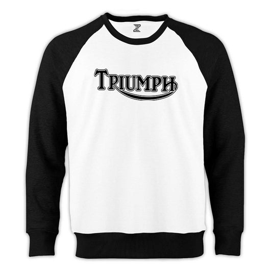 Triumph Motorcycles Logo Reglan Kol Beyaz Sweatshirt - Zepplingiyim