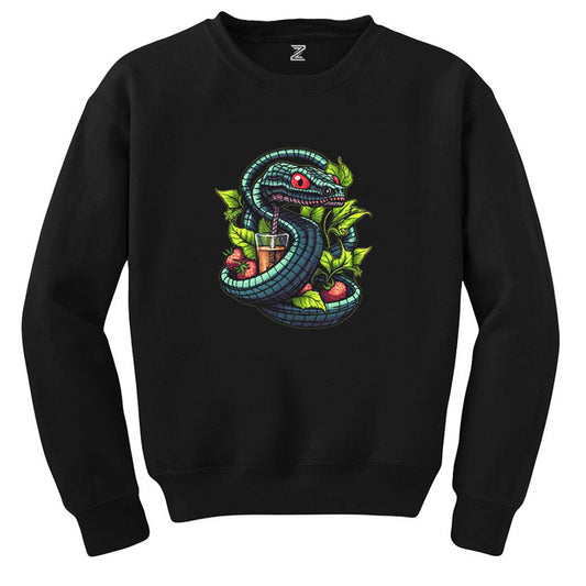 Cocktail and Snake Siyah Sweatshirt - Zepplingiyim