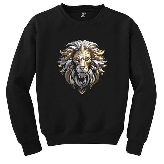 Silver and Gold Lion Siyah Sweatshirt - Zepplingiyim