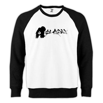 Slash Portre Logo Reglan Kol Beyaz Sweatshirt
