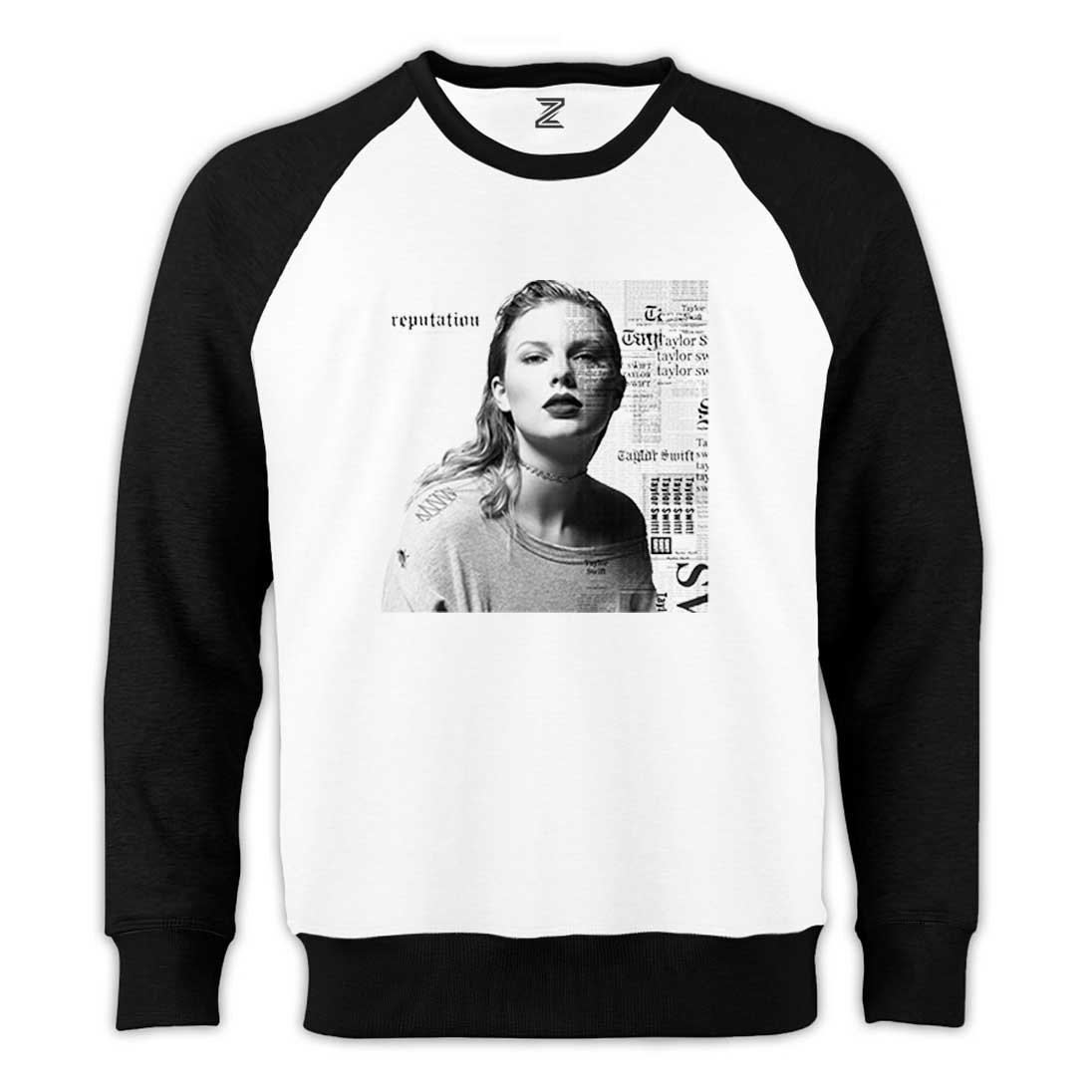 Taylor Swift Portre Reglan Kol Beyaz Sweatshirt