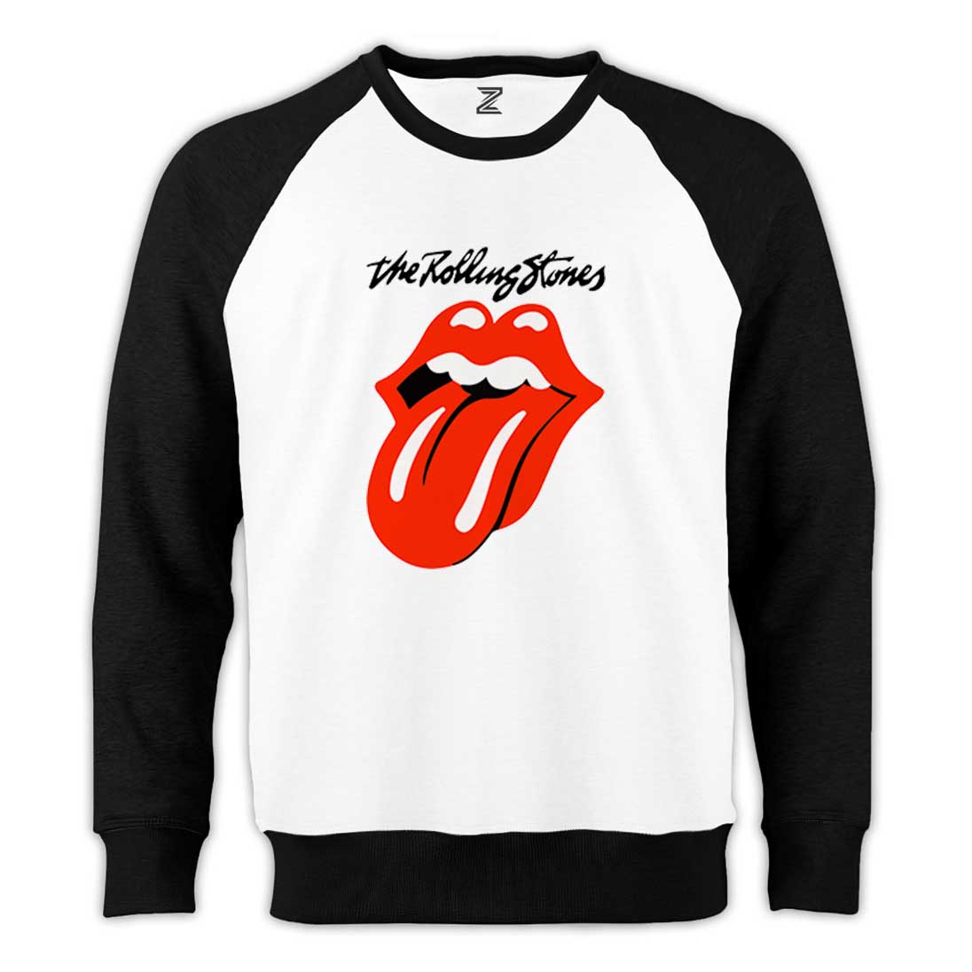 The Rolling Stones Logo Reglan Kol Beyaz Sweatshirt