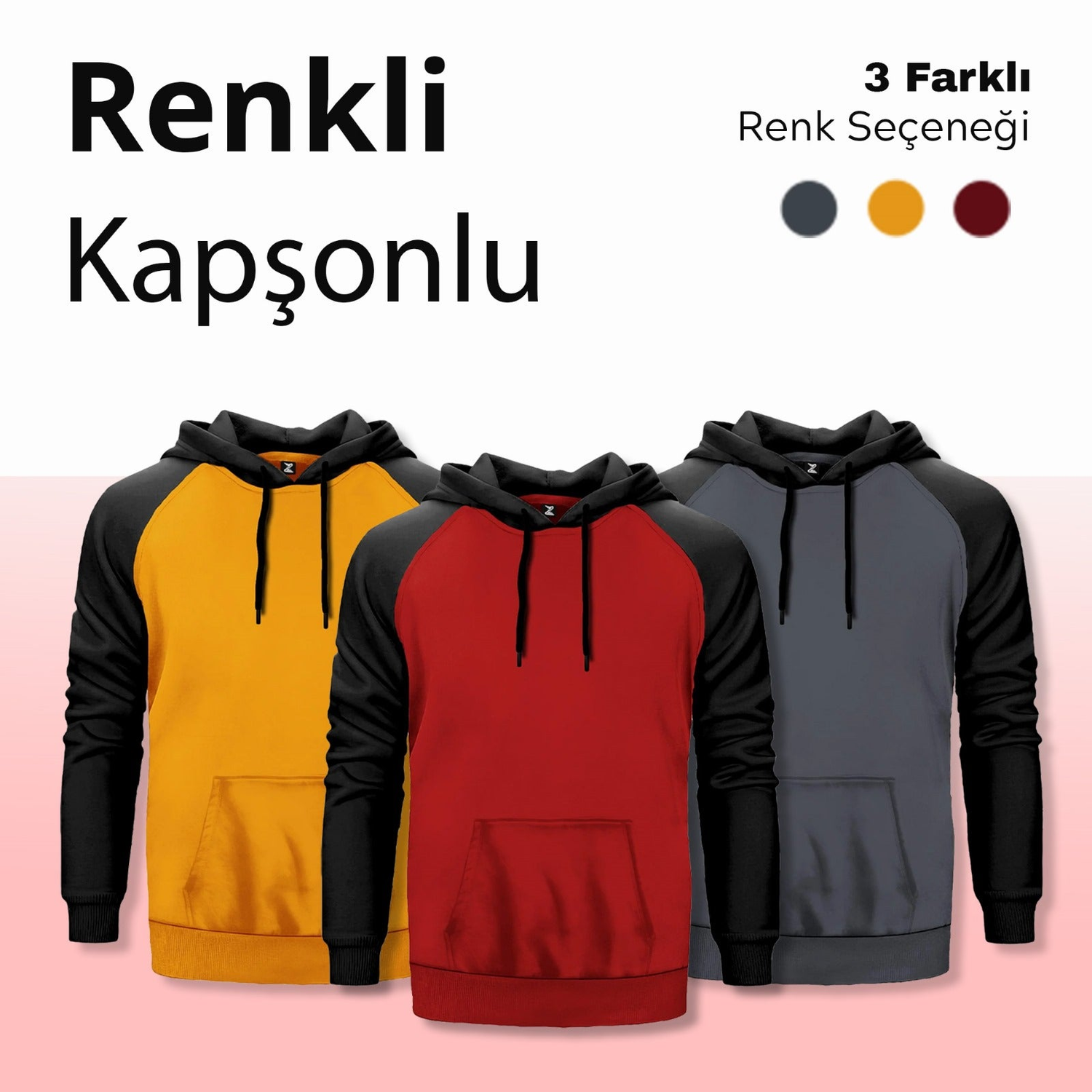 Renkli Kapşonlu Sweatshirt