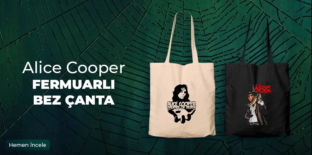 Alice Cooper Fermuarlı Bez Çanta