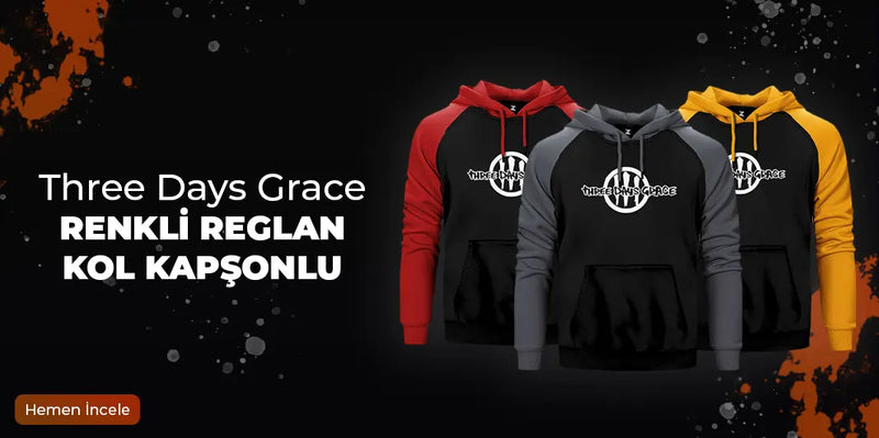 Three Days Grace Reglan Kol Renkli Kapşonlu