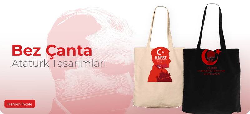 Atatürk Fermuarlı Bez Çanta - Zepplin Giyim