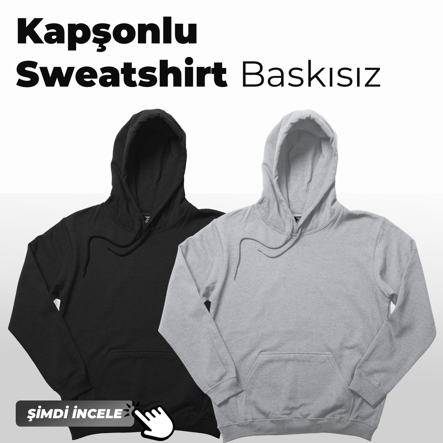 Kapşonlu Sweatshirt Baskısız