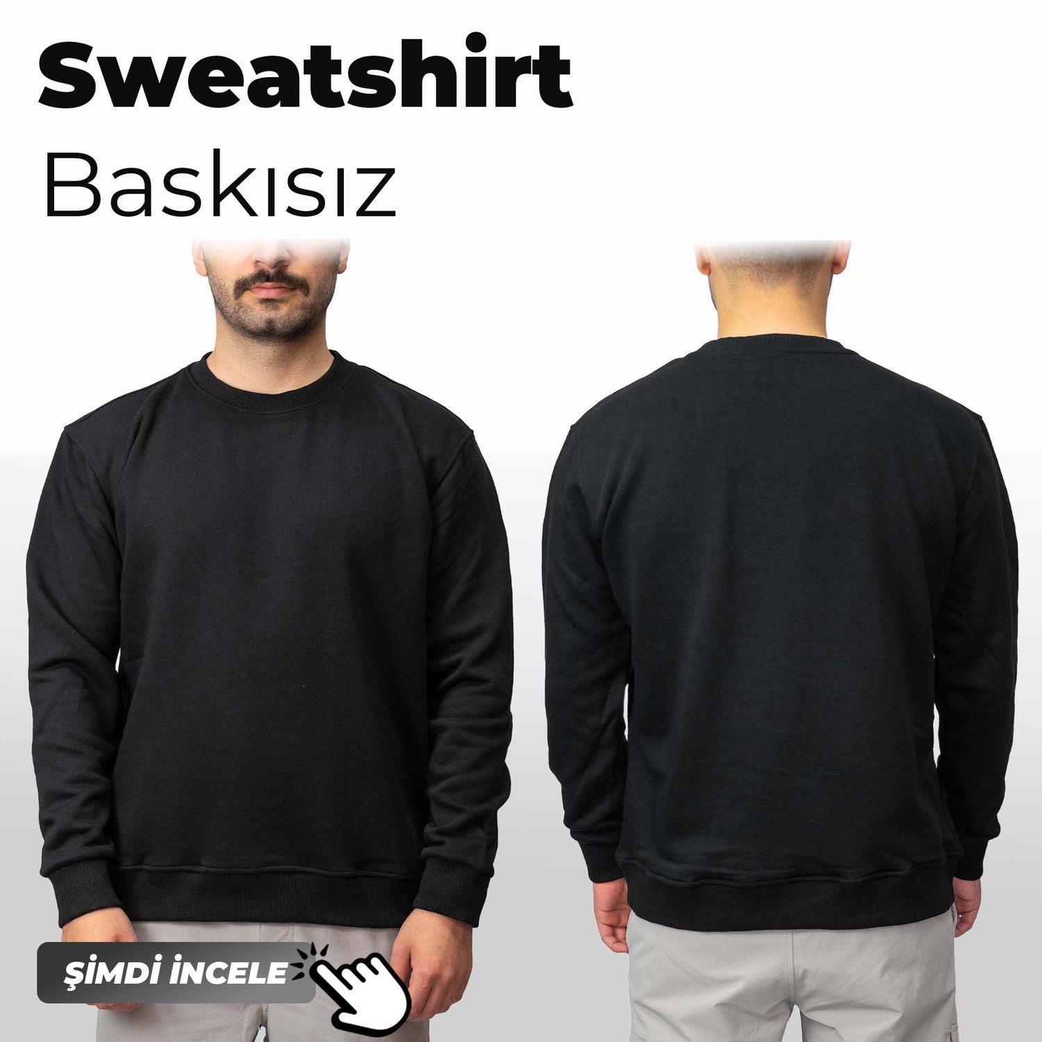 Sweatshirt Bisiklet Yaka Baskısız