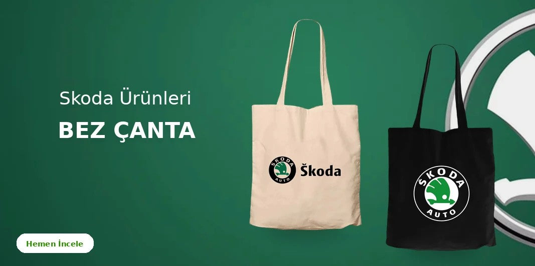 Skoda Fermuarlı Bez Çanta kapak