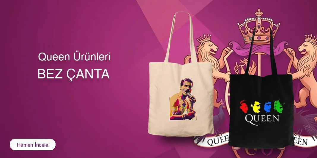 Queen Fermuarlı Bez Çanta kapak