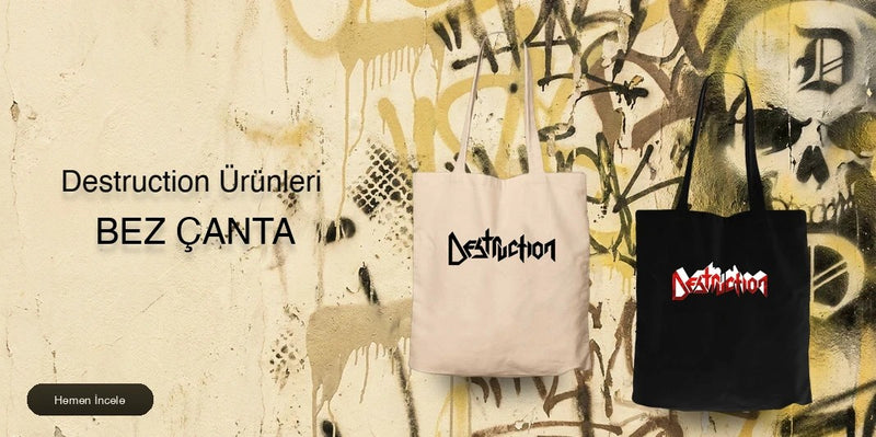 Destruction Fermuarlı Bez Çanta