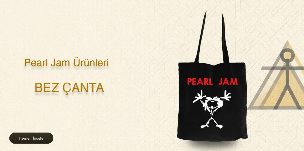 Pearl Jam Fermuarlı Bez Çanta kapak