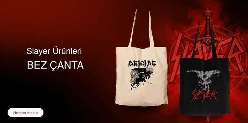 Slayer Fermuarlı Bez Çanta