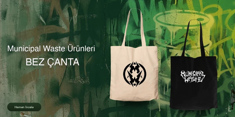 Municipal Waste Fermuarlı Bez Çanta