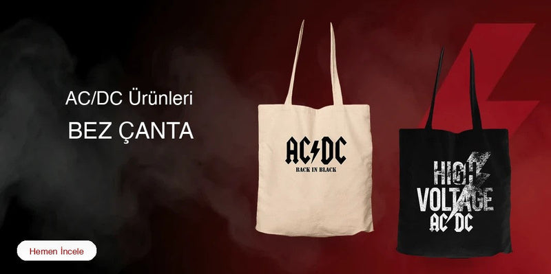 AC/DC Fermuarlı Bez Çanta kapak