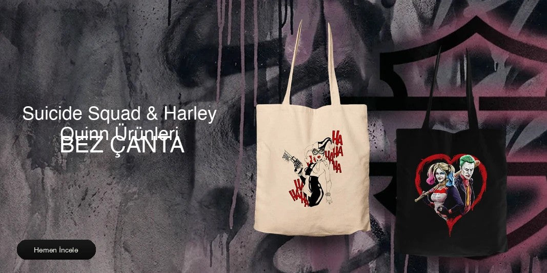 Suicide Squad & Harley Quinn Fermuarlı Bez Çanta kapak