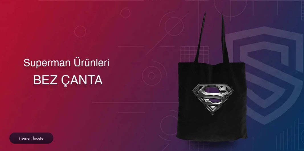 Superman Fermuarlı Bez Çanta kapak