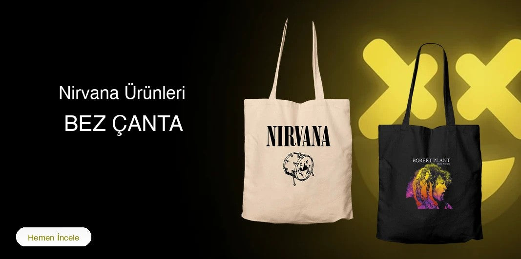 Nirvana Fermuarlı Bez Çanta kapak