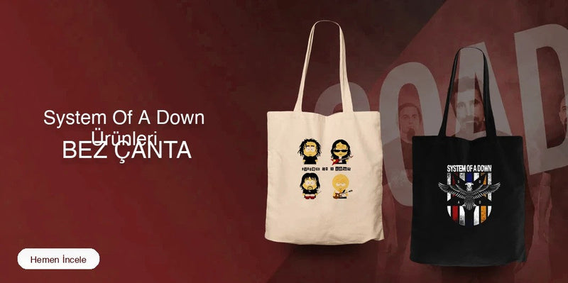 System Of A Down Fermuarlı Bez Çanta