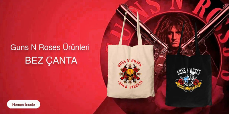 Guns N Roses Fermuarlı Bez Çanta kapak