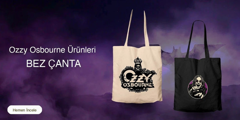 Ozzy Osbourne Fermuarlı Bez Çanta