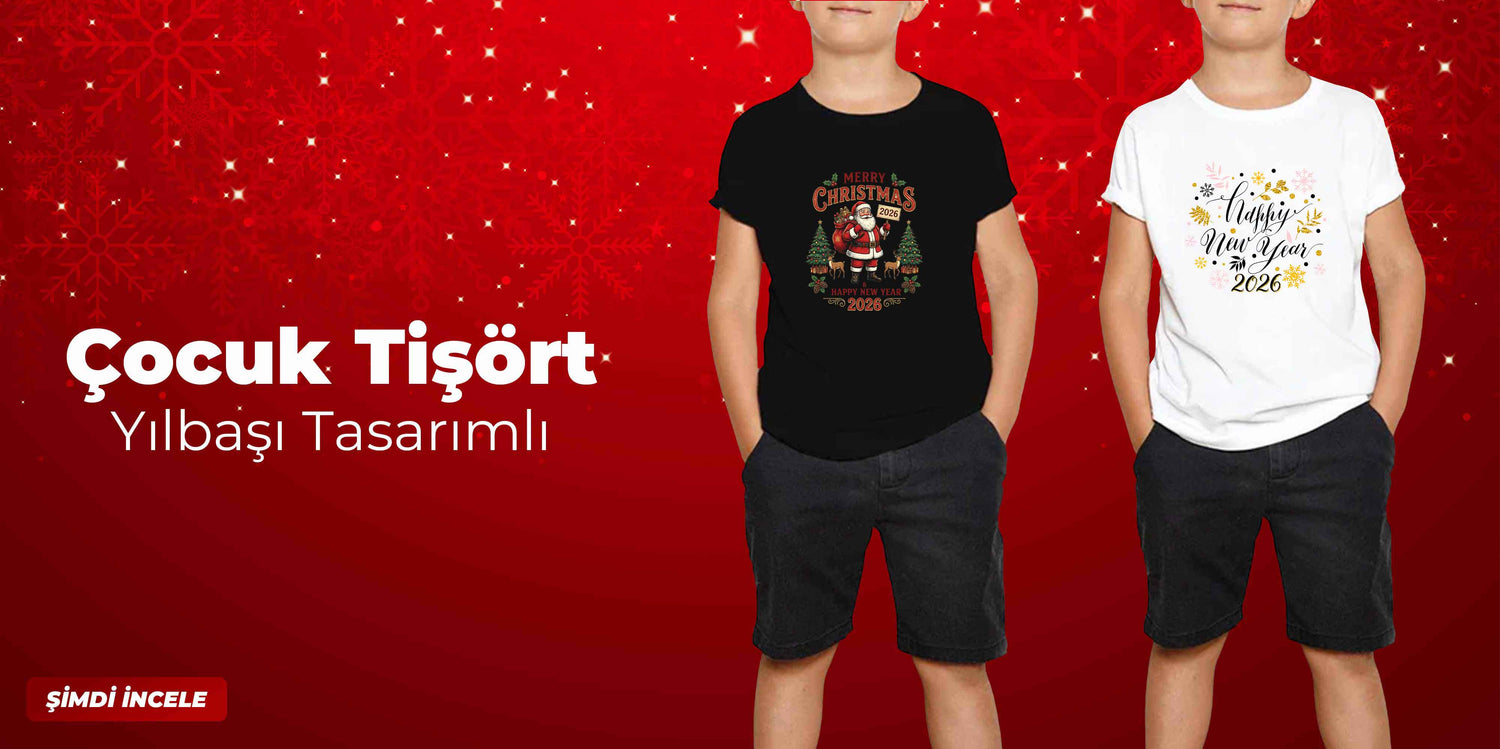 Yılbaşı Baskılı Çocuk Tişört