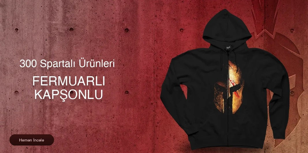 300 Spartalı Fermuarlı Kapşonlu kapak