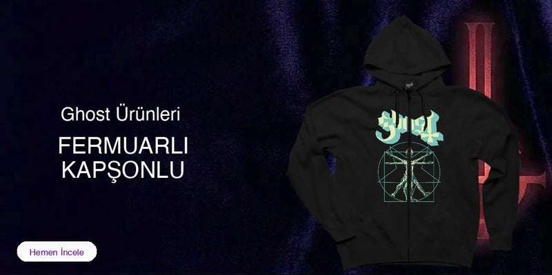 Ghost Fermuarlı Kapşonlu