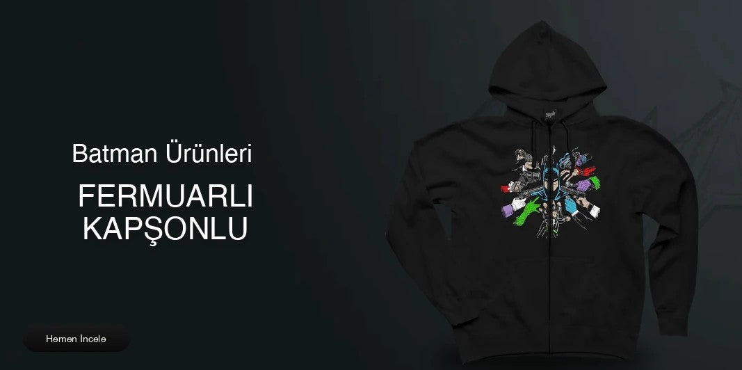 Batman Fermuarlı Kapşonlu kapak