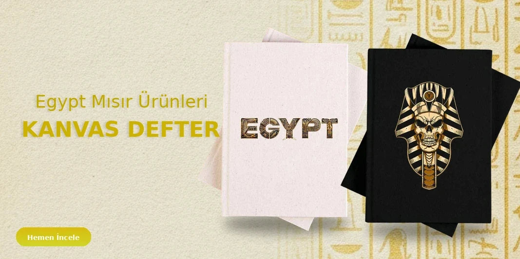 Egypt Mısır kanvas defter koleksiyonu - hiyeroglifli papirüs rulo çizimli kapak