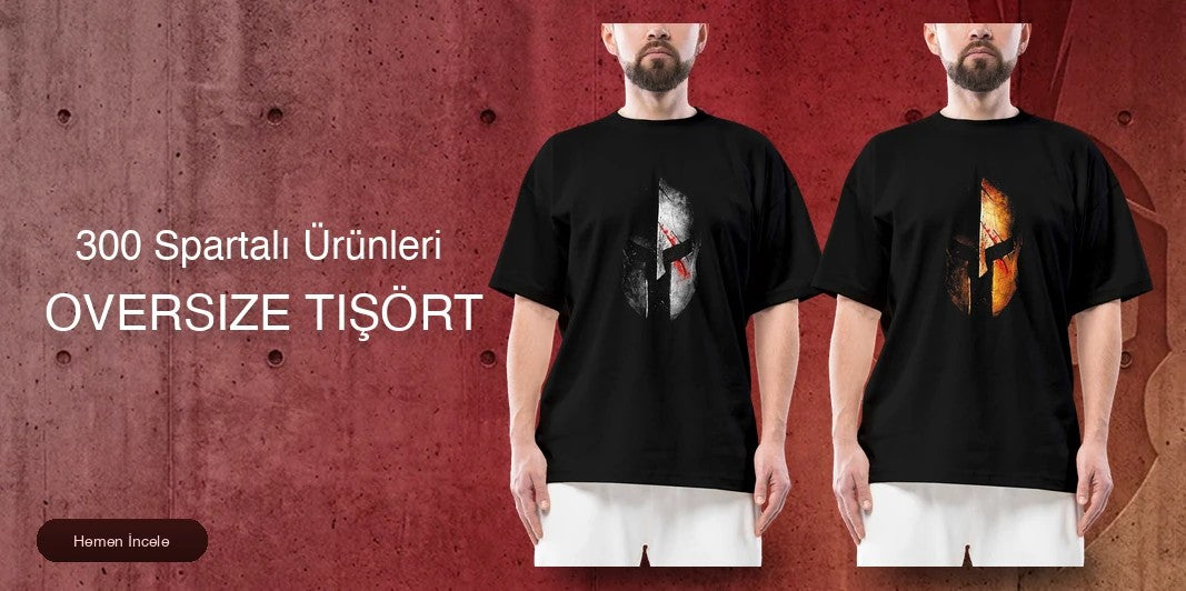 300 Spartalı Oversize Tişört kapak