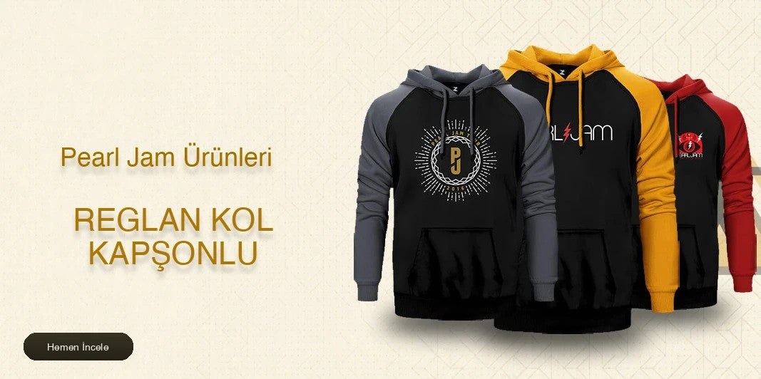 Pearl Jam Reglan Kol Renkli Kapşonlu kapak
