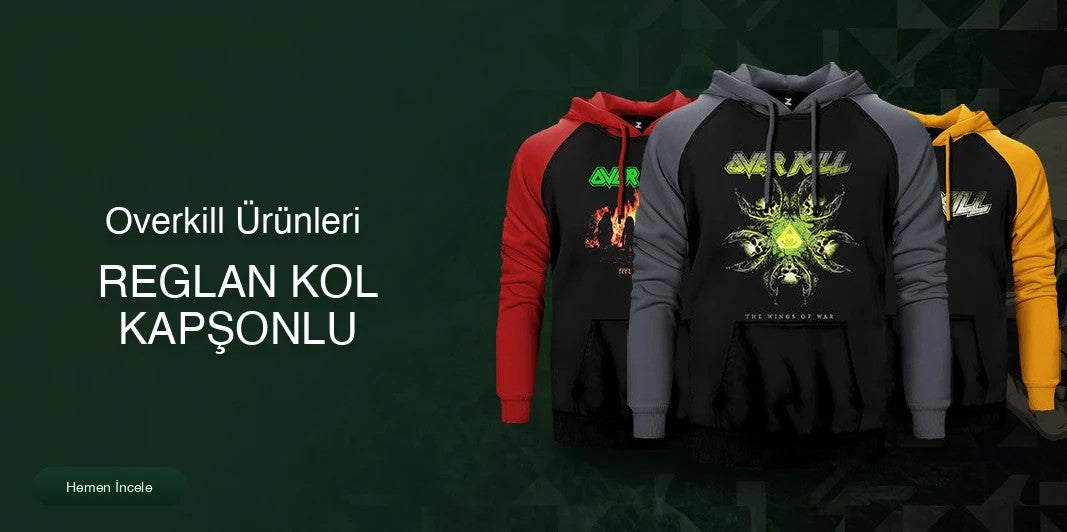 Overkill Reglan Kol Renkli Kapşonlu kapak