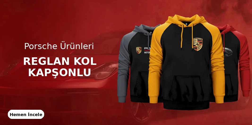 Porsche Reglan Kol Renkli Kapşonlu kapak