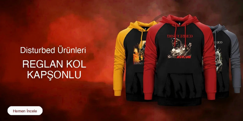 Disturbed Reglan Kol Renkli Kapşonlu
