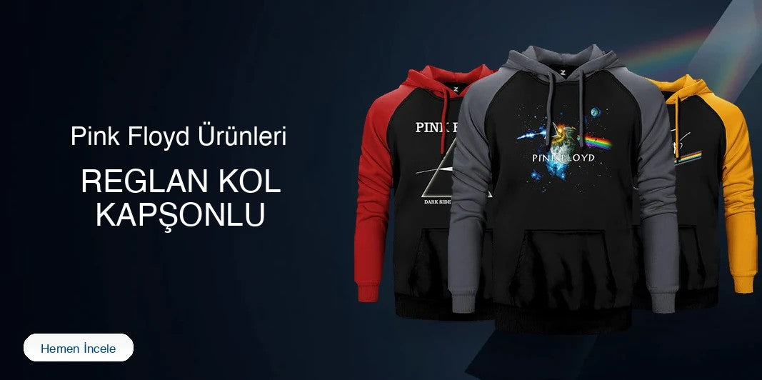 Pink Floyd Reglan Kol Renkli Kapşonlu kapak