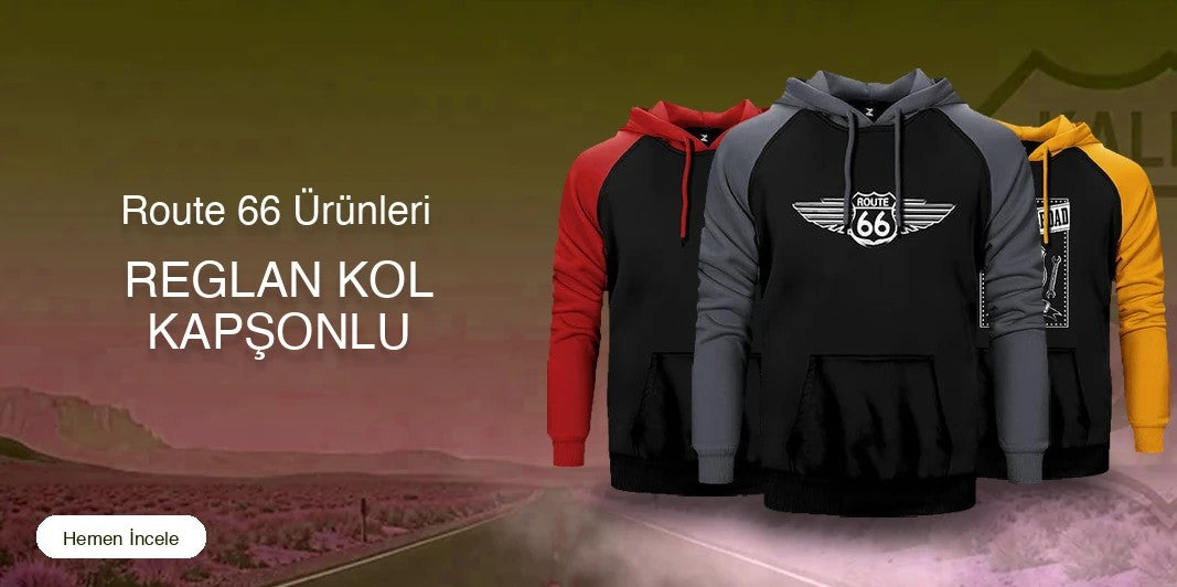 Route 66 Reglan Kol Renkli Kapşonlu kapak