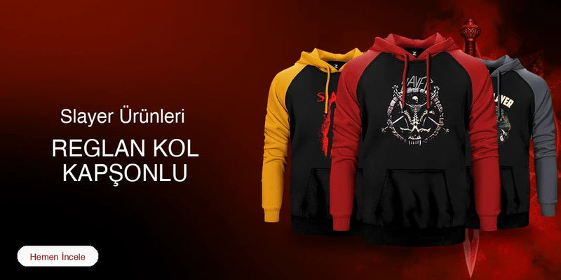Slayer Reglan Kol Renkli Kapşonlu