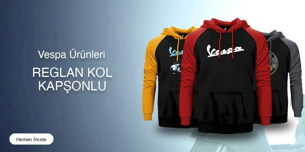 Vespa Reglan Kol Renkli Kapşonlu kapak
