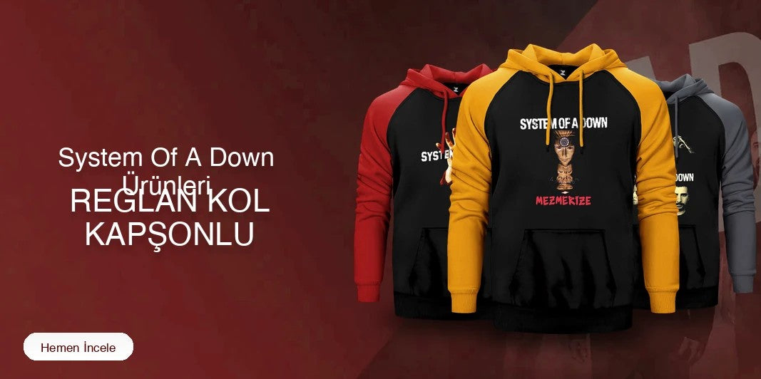 System Of A Down Reglan Kol Renkli Kapşonlu kapak