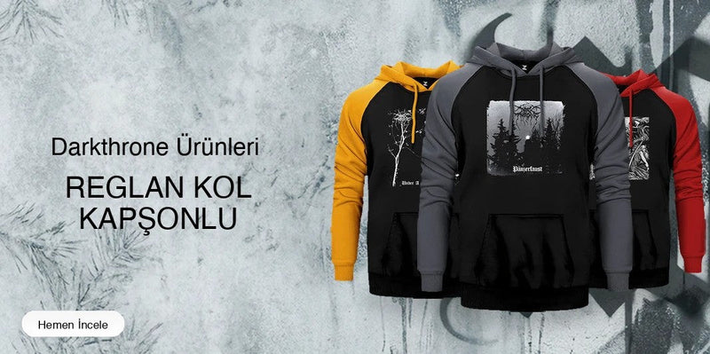 Darkthrone Reglan Kol Renkli Kapşonlu kapak