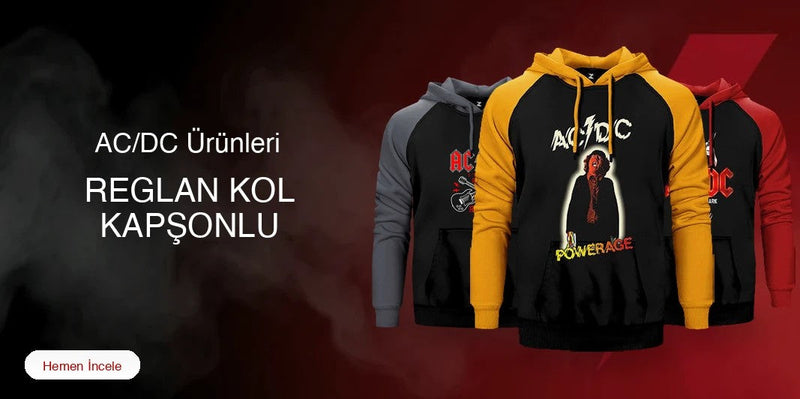 AC/DC Reglan Kol Renkli Kapşonlu kapak