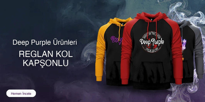 Deep Purple Reglan Kol Renkli Kapşonlu kapak