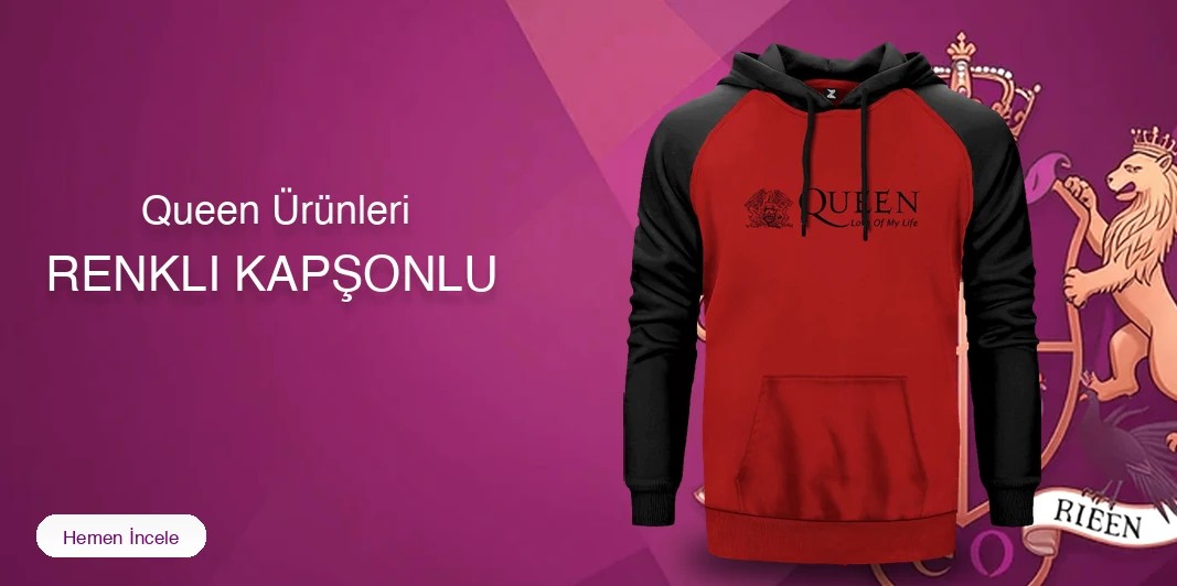 Queen Renkli Kapşonlu kapak