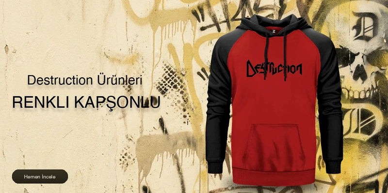 Destruction Renkli Kapşonlu