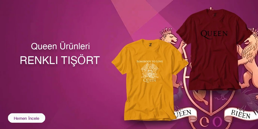 Queen Renkli Tişört kapak