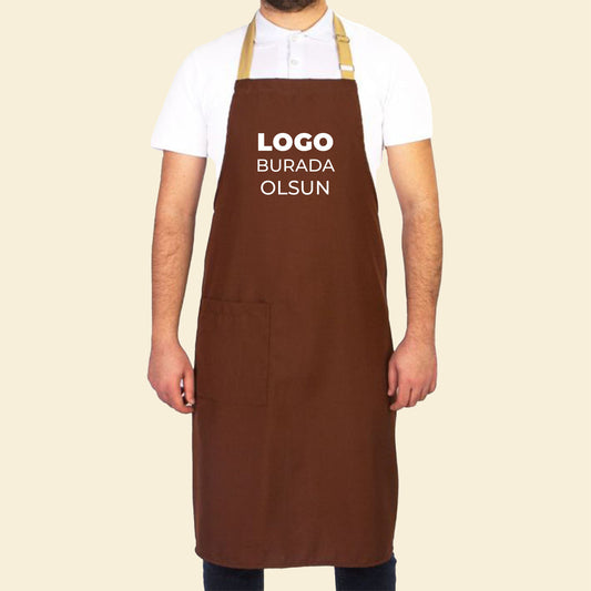Mutfak Önlüğü Ayarlanabilir Kahverengi Renk Krem Boyun Askısı Toptan