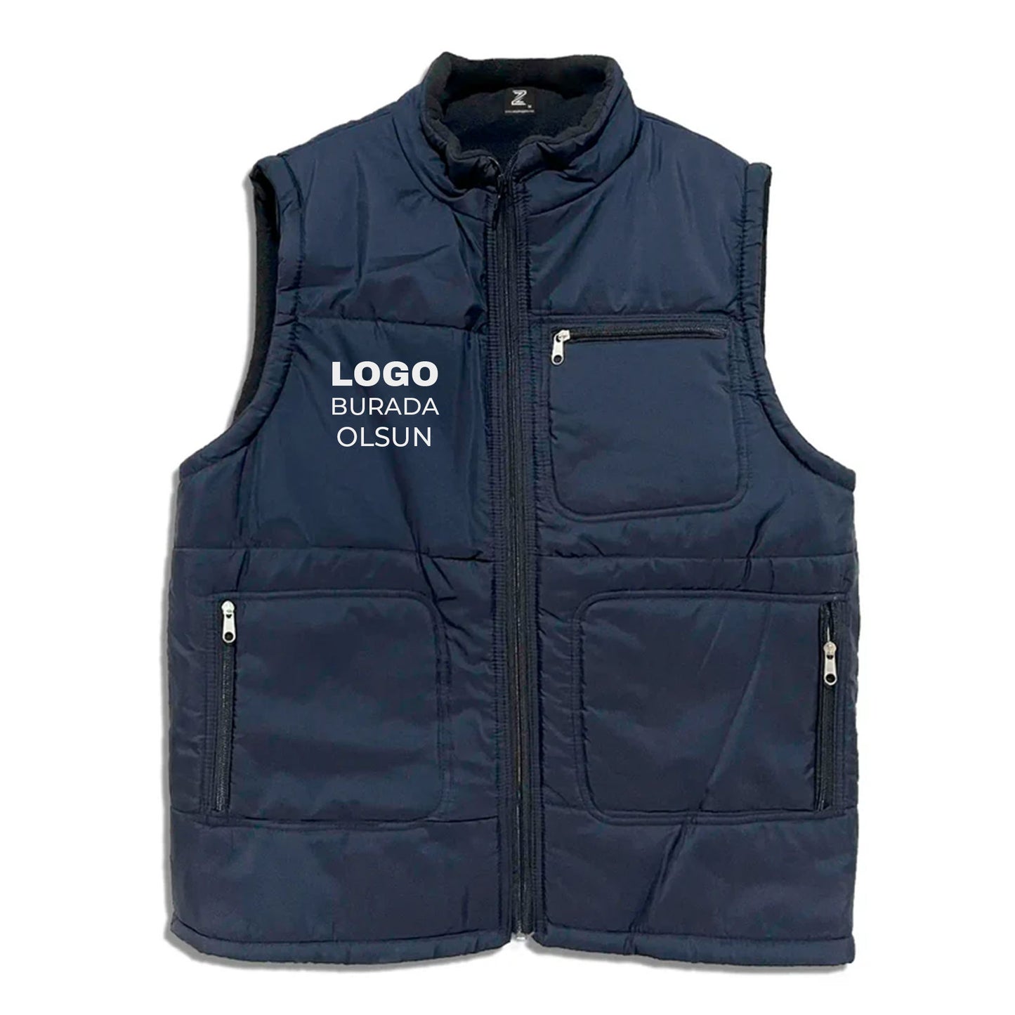 Logo Baskılı Yelek Lacivert Toptan