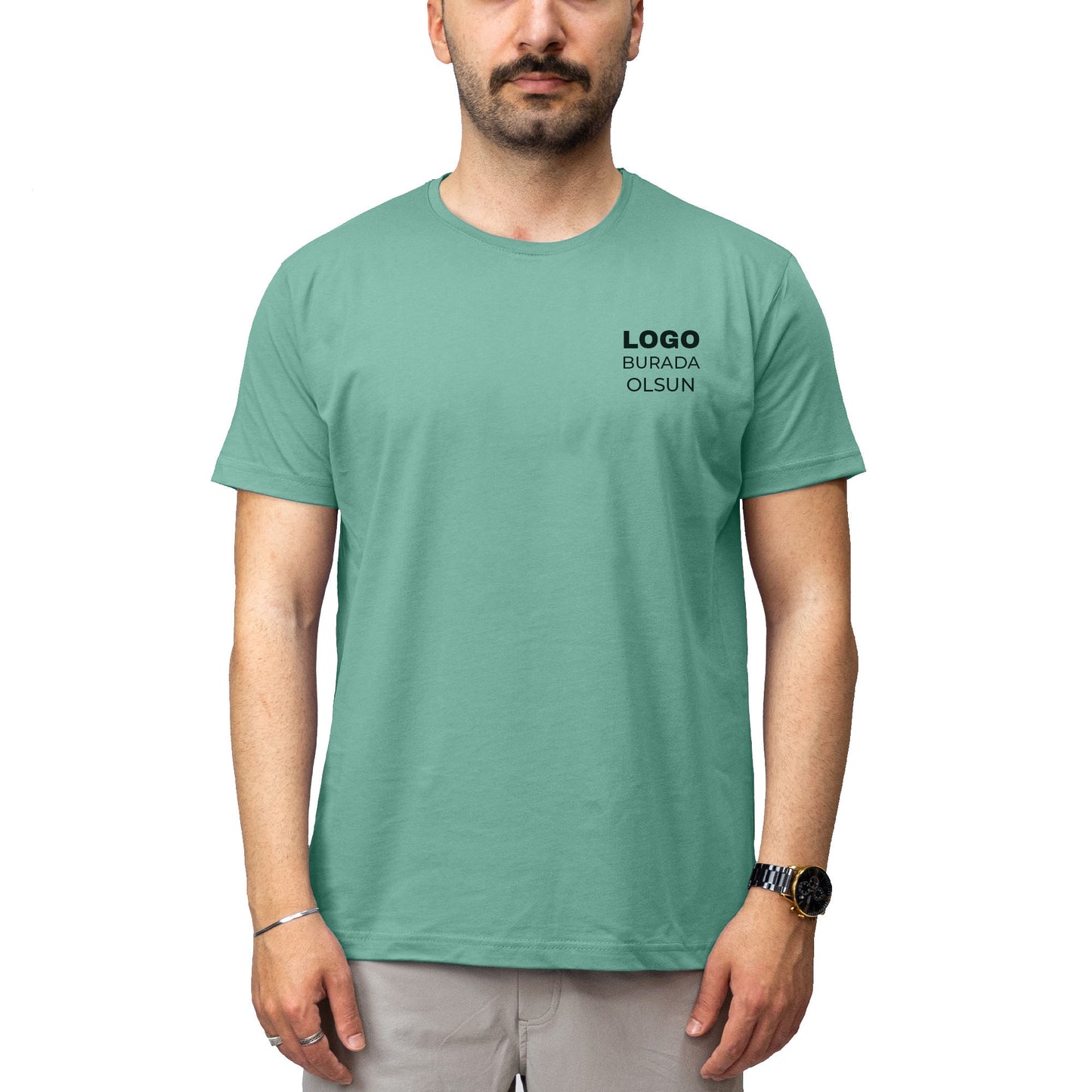 Logo Baskılı Yeşil Tişört Toptan